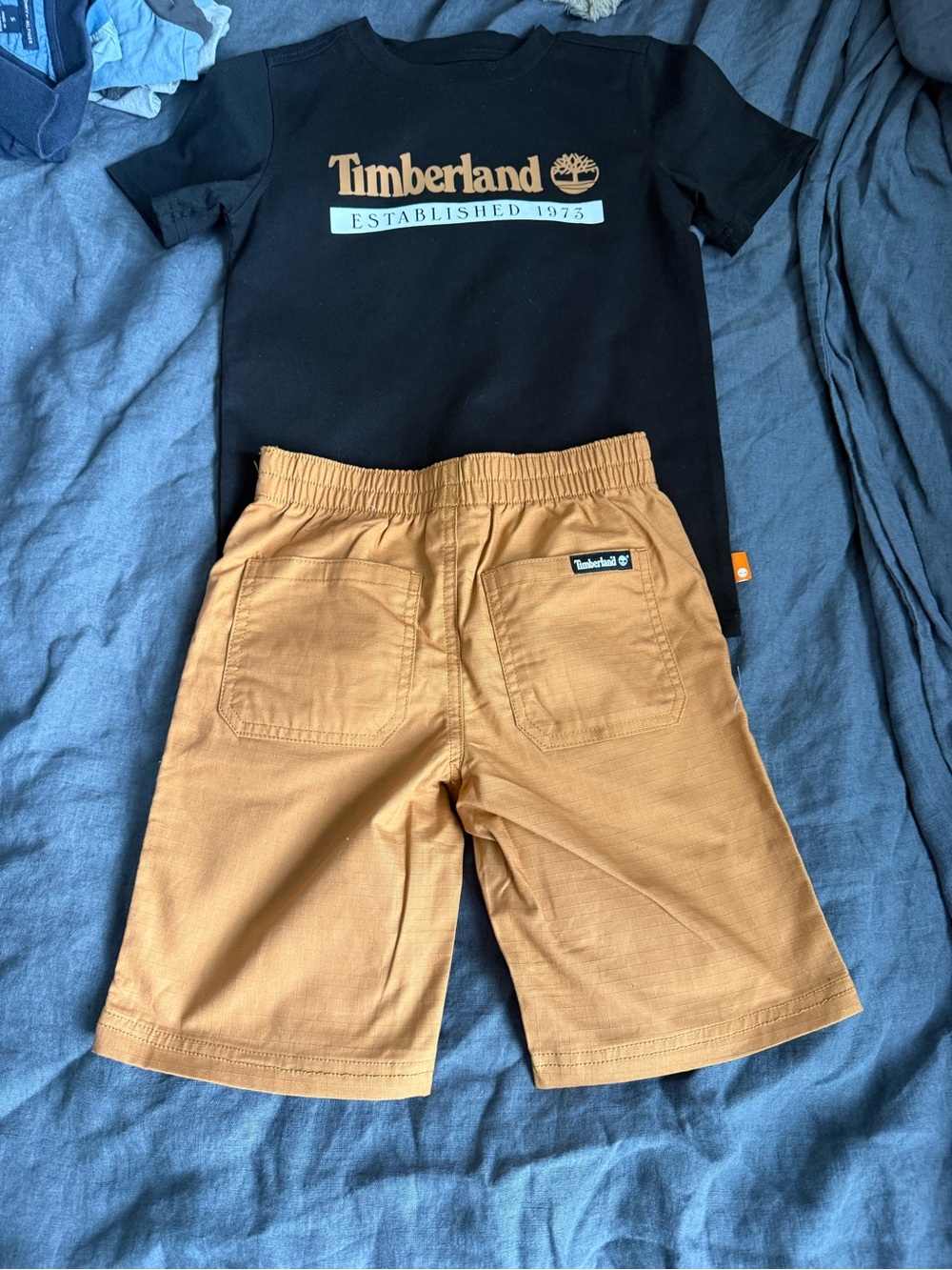 Timberland Black Tee with Tan Shorts Kids Matching Set - Picture 3 of 8